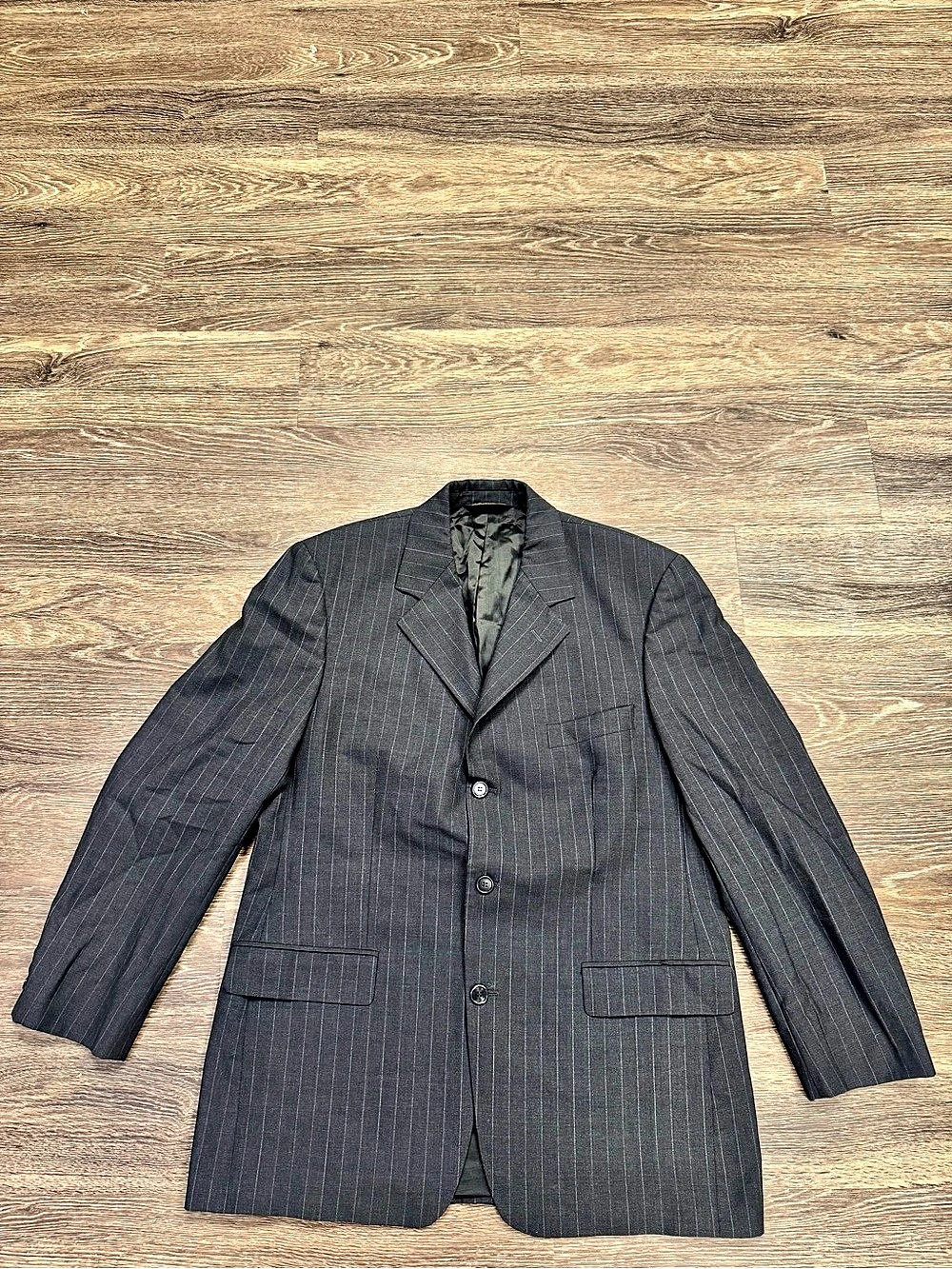 Brooks Brothers Brooksease Men's Charcoal Pinstripe Blazer 3 Button 46R